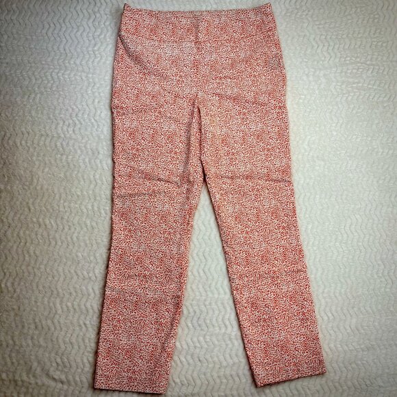 Renuar Women's Size 12 Orange & White Patterned Pants - Picture 1 of 10